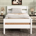 thumbnail image 1 of Noble House 79" Twin Bed, Solid Rubber Wood Frame with Headboard and Footboard, Minimalist Bedroom, White, 1 of 9