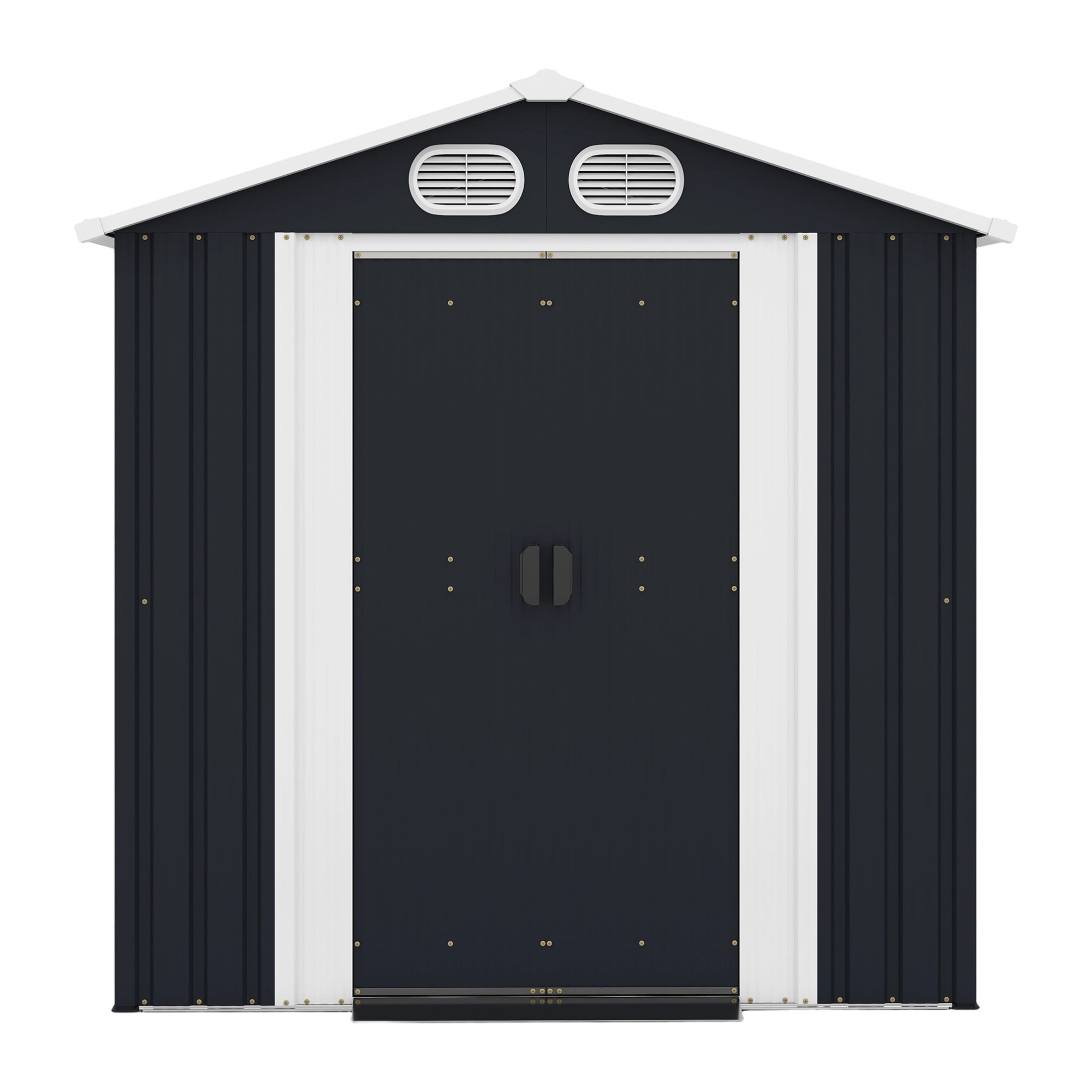 Noble House 8 x 6 FT Outdoor Metal Tool Storage Shed with Lockable Doors and Air Vents, Waterproof Garden Shed, Dark Gray