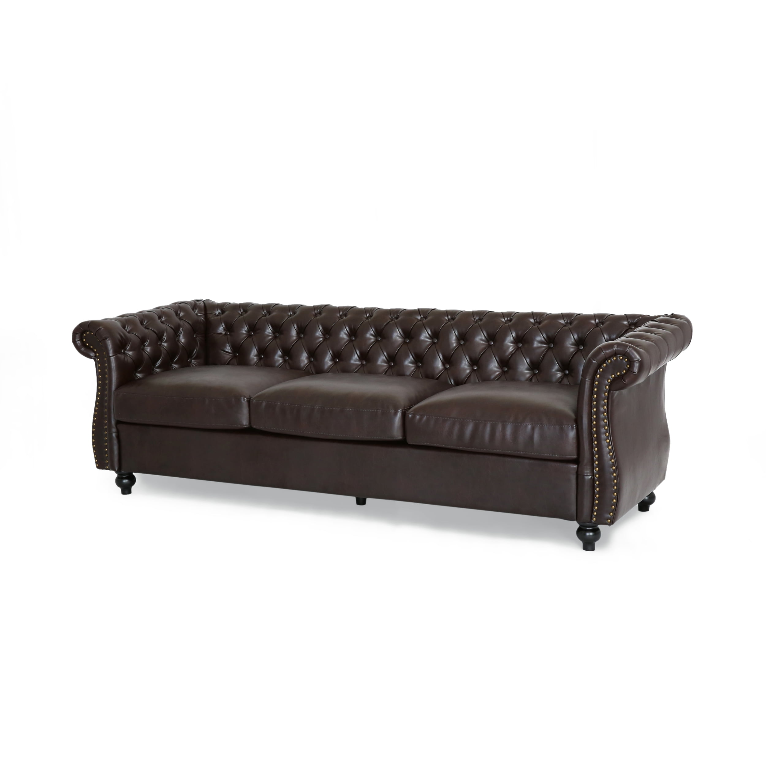 Noble House Aaniya Tufted Faux Leather Sofa, Brown Bangladesh Ubuy