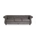 thumbnail image 1 of Noble House Aaniya Tufted Microfiber Sofa, Slate, Dark Brown, 1 of 10