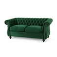 thumbnail image 1 of Noble House Aaniya Velvet Tufted Chesterfield Loveseat Sofa, Emerald, 1 of 13