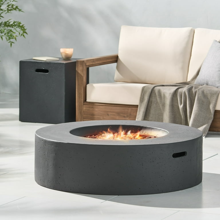 Noble House Aidan BTU Round Stone Fire Pit with Tank Holder