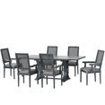 thumbnail image 1 of Noble House Aisenbrey Indoor Fabric Upholstered Wood and Cane 7-Piece Expandable Dining Set, Gray, 1 of 13