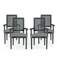 thumbnail image 1 of Noble House Aisenbrey Indoor French Wood Upholstered Dining Chair, Set of 4, Gray, 1 of 9