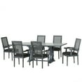 thumbnail image 1 of Noble House Aisenbrey Wood and Cane 7-Piece Expandable Dining Set, Gray and Black, 1 of 12