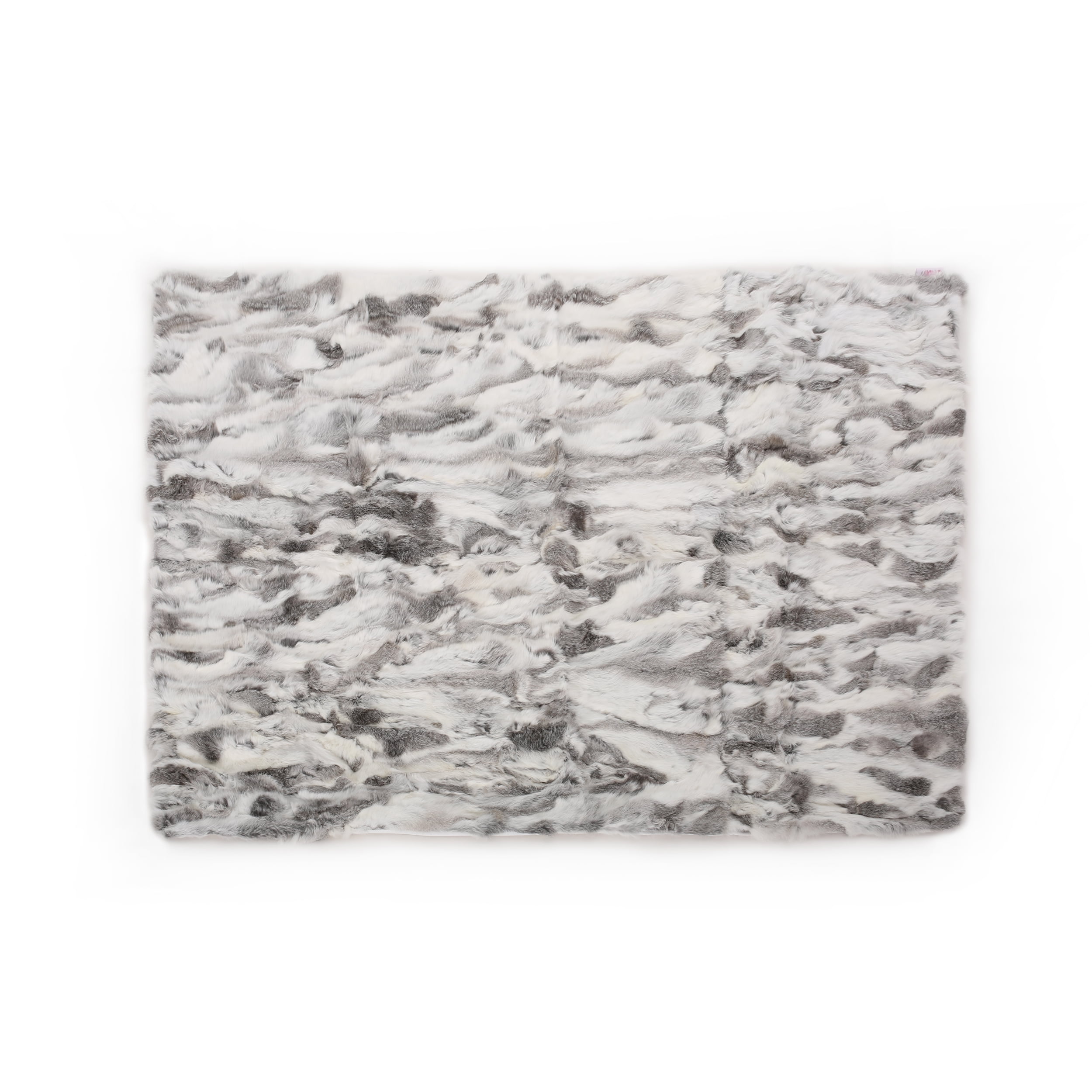Noble House Victor Glam Fur Throw Blanket, Gray, White