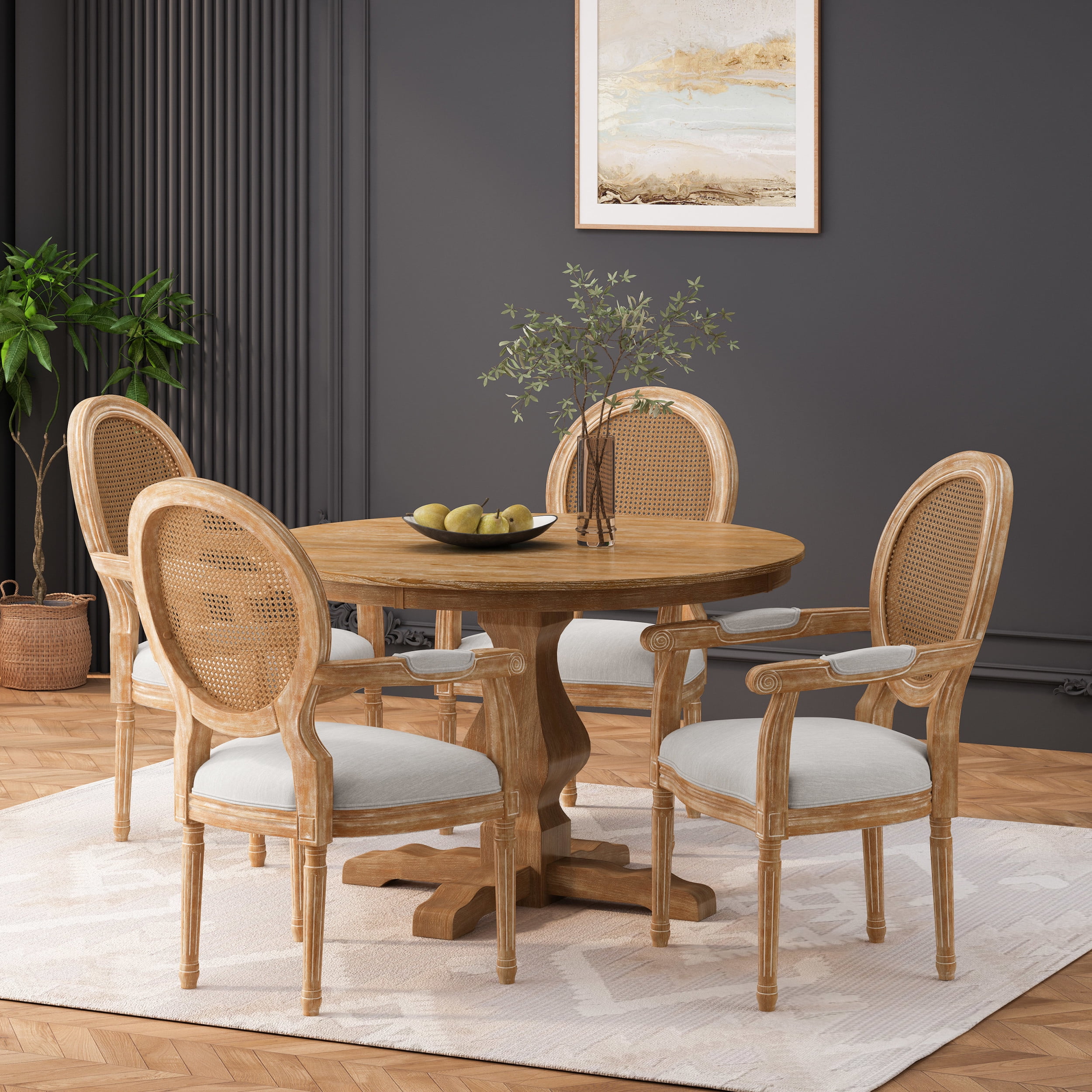 Belluno 120cm Round Dining Table Set With 4 Chairs