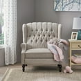 thumbnail image 1 of Noble House Oversized Wingback Push Back Recliner, Light Gray Fabric, 1 of 2
