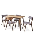 thumbnail image 1 of Noble House Alexa Mid Century Natural Walnut Wood Dark Grey 5 Piece Dining Set, 1 of 8