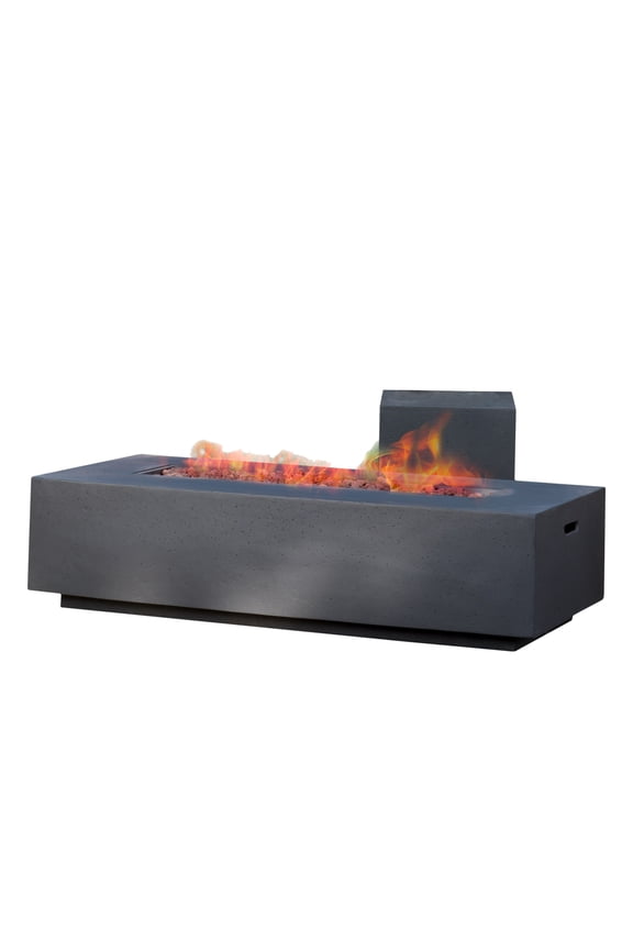 Alison Outdoor 50,000 BTU Rectangular Fire Table with Tank Holder, Dark Gray