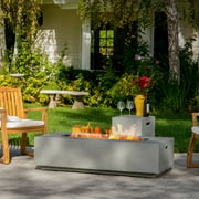 Noble House Alison 56" Rectangular MGO Fire Table, 50,000 BTU with Tank Holder, Light Grey