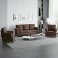 thumbnail image 1 of Noble House Amedou Faux Leather 3 Piece Club Chair and Sofa Set, Dark Brown, 1 of 12