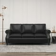 thumbnail image 1 of Noble House Amedou Faux Leather 3 Seater Sofa with Nailhead Trim, Midnight Black and Dark Brown, 1 of 7
