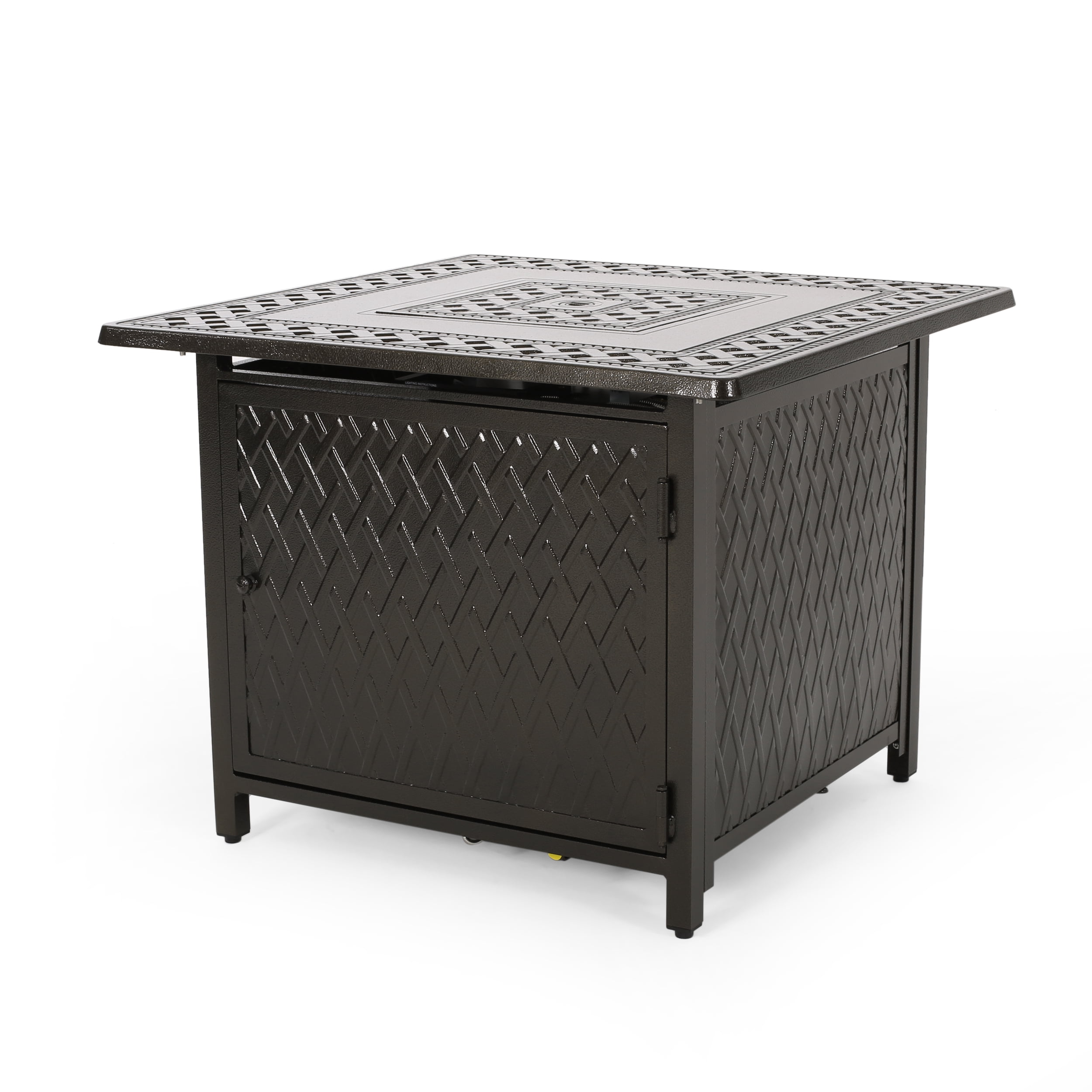 Noble House Amherst Outdoor Square Aluminum Fire Pit in Hammered Bronze