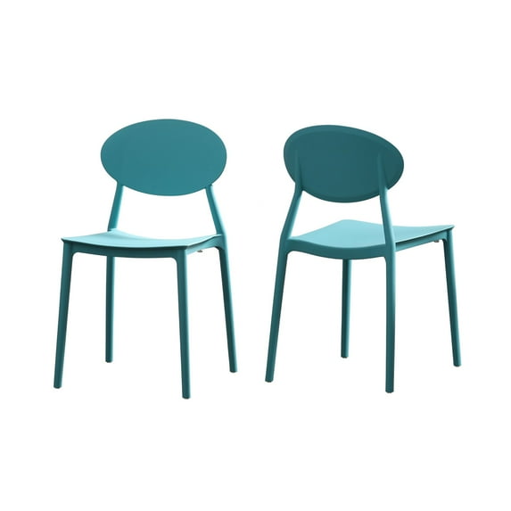 Noble House Anastasia Outdoor Contemporary Plastic Dining Chairs, Set of 2, Teal Blue