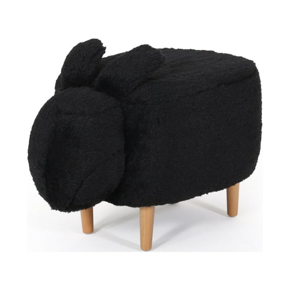 Noble House Angelique Fabric Kids Bunny Ottoman Stool, Black