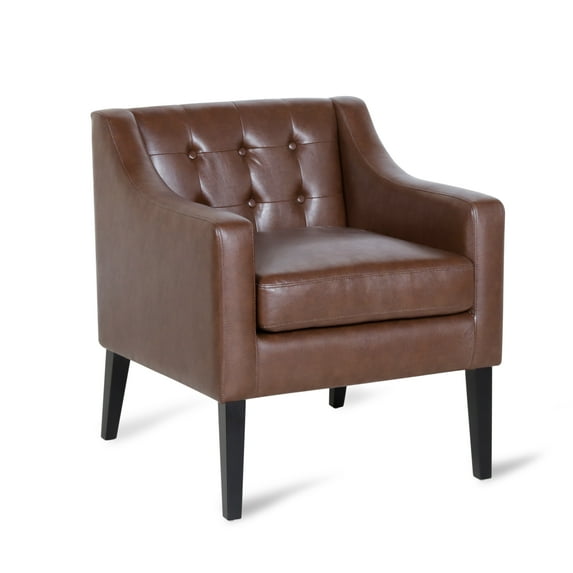Noble House Annisa Faux Leather Club Chair, Dark Brown and Espresso