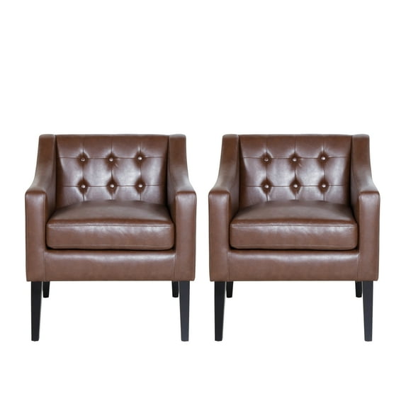 Noble House Annisa Faux Leather Club Chair, Dark Brown and Espresso