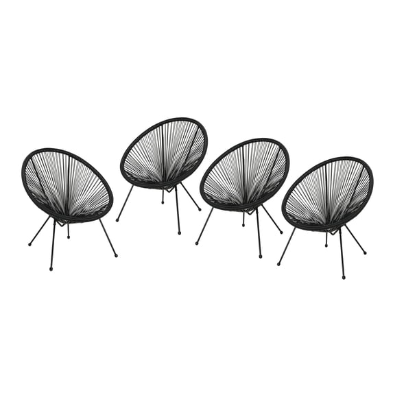 Taliyah Outdoor Hammock Weave Chair with Steel Frame, Set of 4, Black Finish