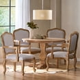 thumbnail image 1 of Noble House Ardene Fabric Upholstered Wood 5 Piece Circular Dining Set, Natural and Light Gray, 1 of 13