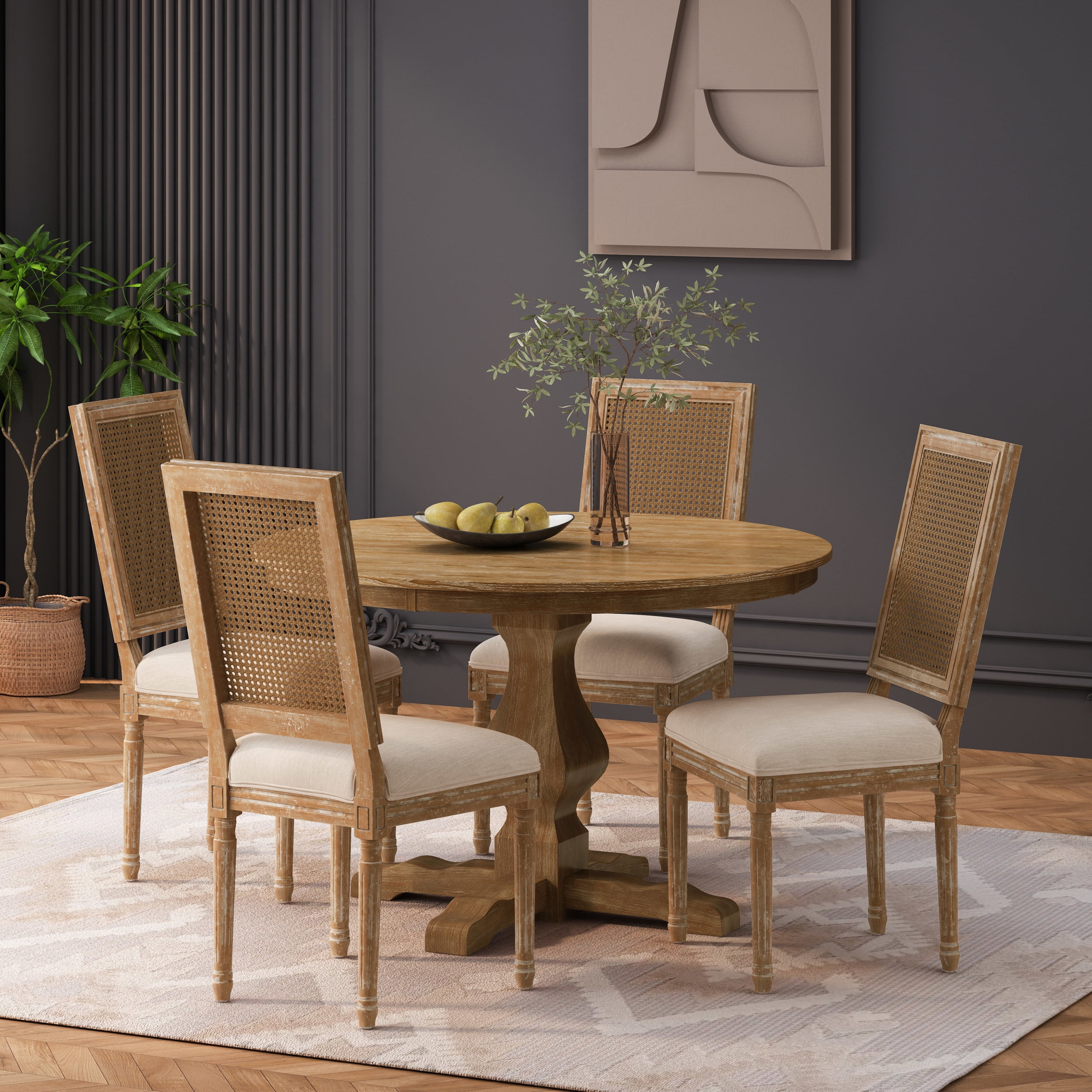 Noble House Ardyce 5 Piece Natural and Beige Dining Set