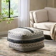 thumbnail image 1 of Noble House Ariadne Large Contemporary Faux Yarn Pouf Ottoman, Ivory and Gray, 1 of 7