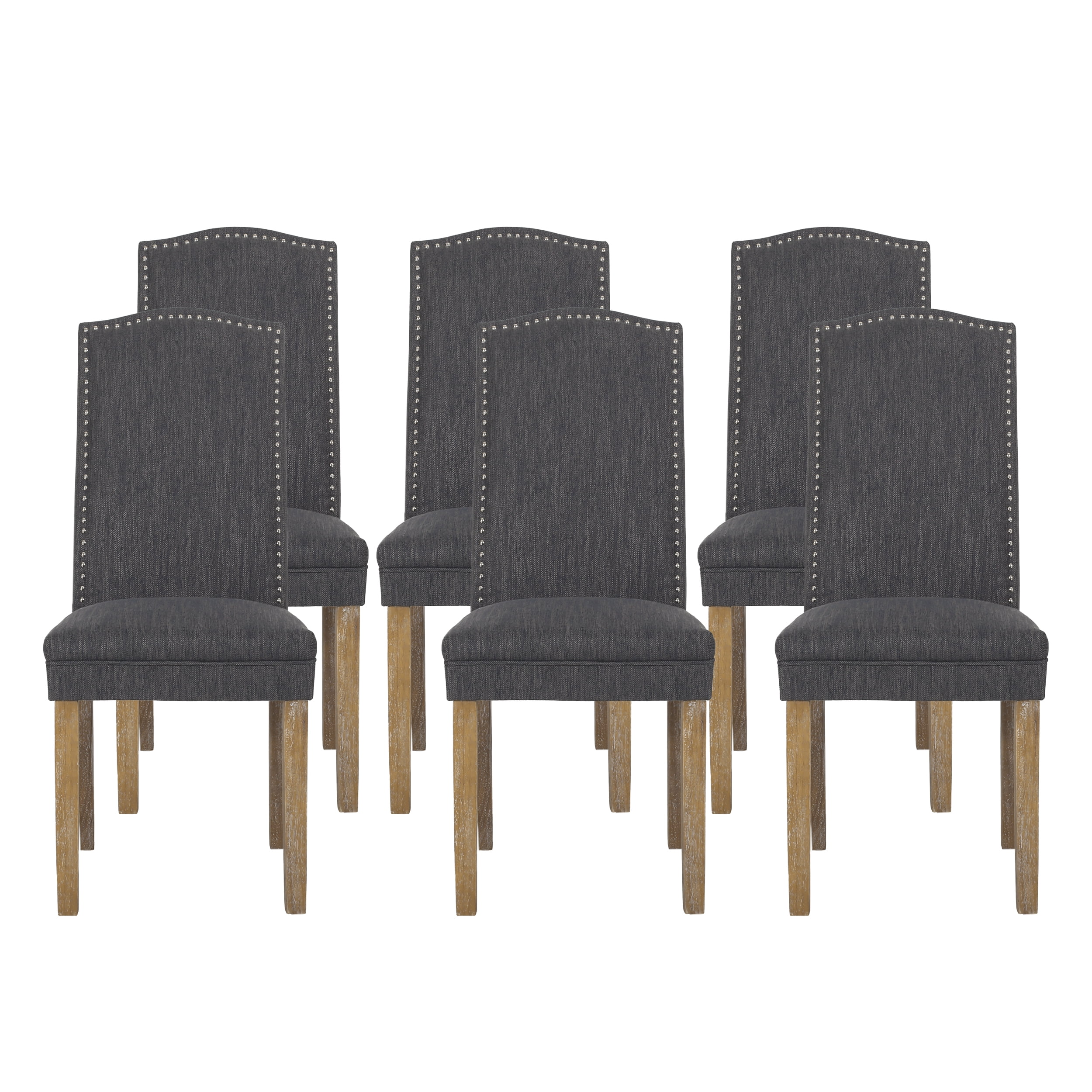 Noble House Aruda Fabric Dining Chairs with Nailhead Trim Set of
