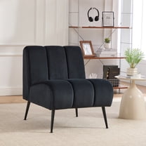 Noble House Ashton 24.4" Velvet Armless Accent Chair, Modern Upholstered Lounge Chair with Metal Legs, Black