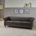 thumbnail image 1 of Noble House Augus 3 Seater Button Tufted Sofa, Brown, Dark Brown, 1 of 10