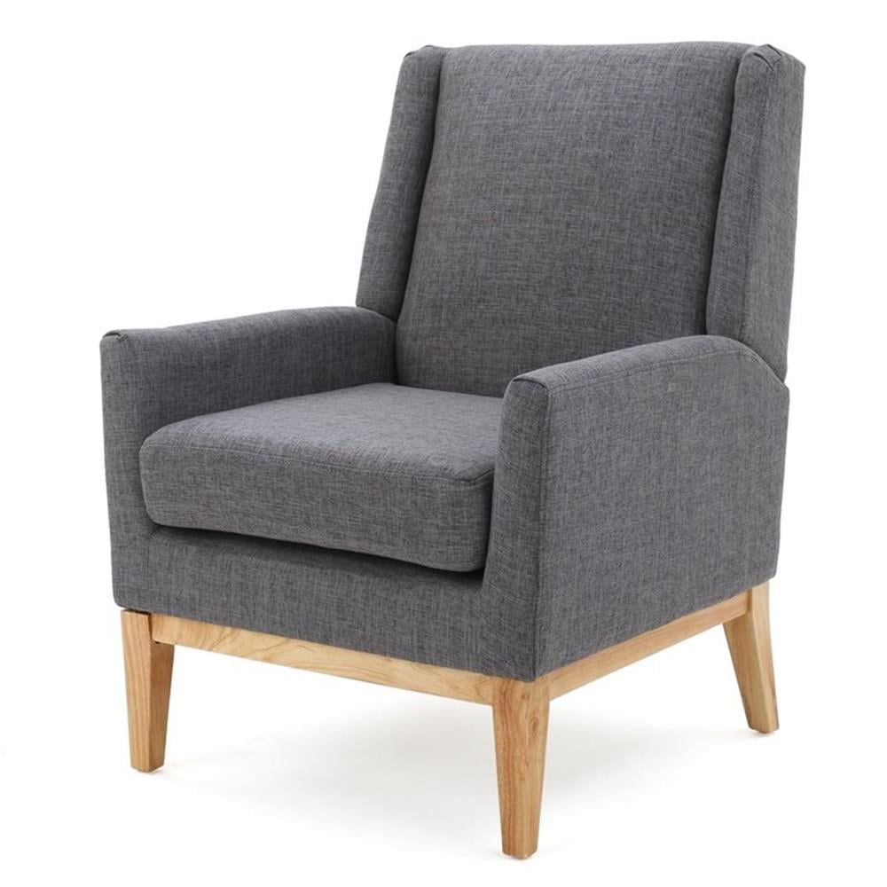 Aurla Light Gray Fabric Accent Chair with Natural Rubber Wood Legs