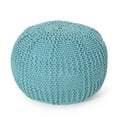 thumbnail image 1 of Noble House Axson Cotton Knitted Round Pouf, Blue, 20" x 14", 1 of 5