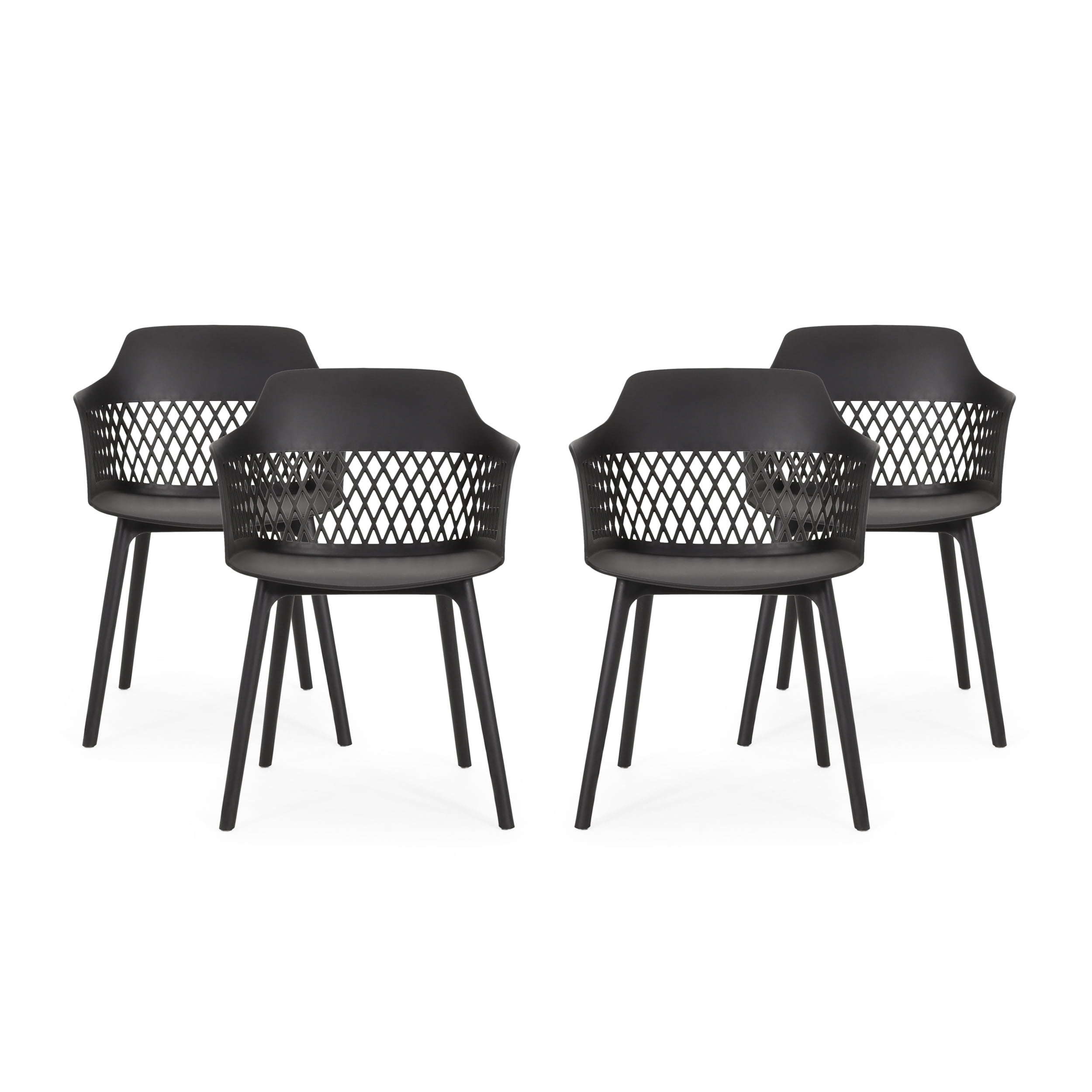 Hunter Outdoor Modern Dining Chair, Set of 4, Black