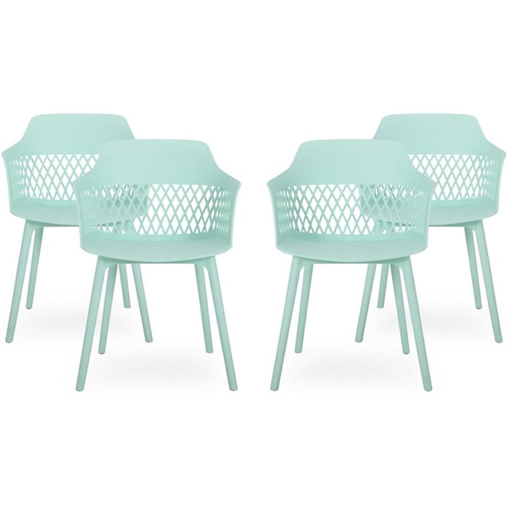Mint Polypropylene Resin Modern Outdoor Dining Chair Set