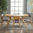 thumbnail image 1 of Noble House Banbury Mid Century Modern Wood 5-Piece Dining Set, Natural Oak, Dark Grey, 1 of 6