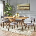 thumbnail image 1 of Noble House Banbury Mid Century Natural Walnut Wood Dark Grey 5 Piece Dining Set, 1 of 5