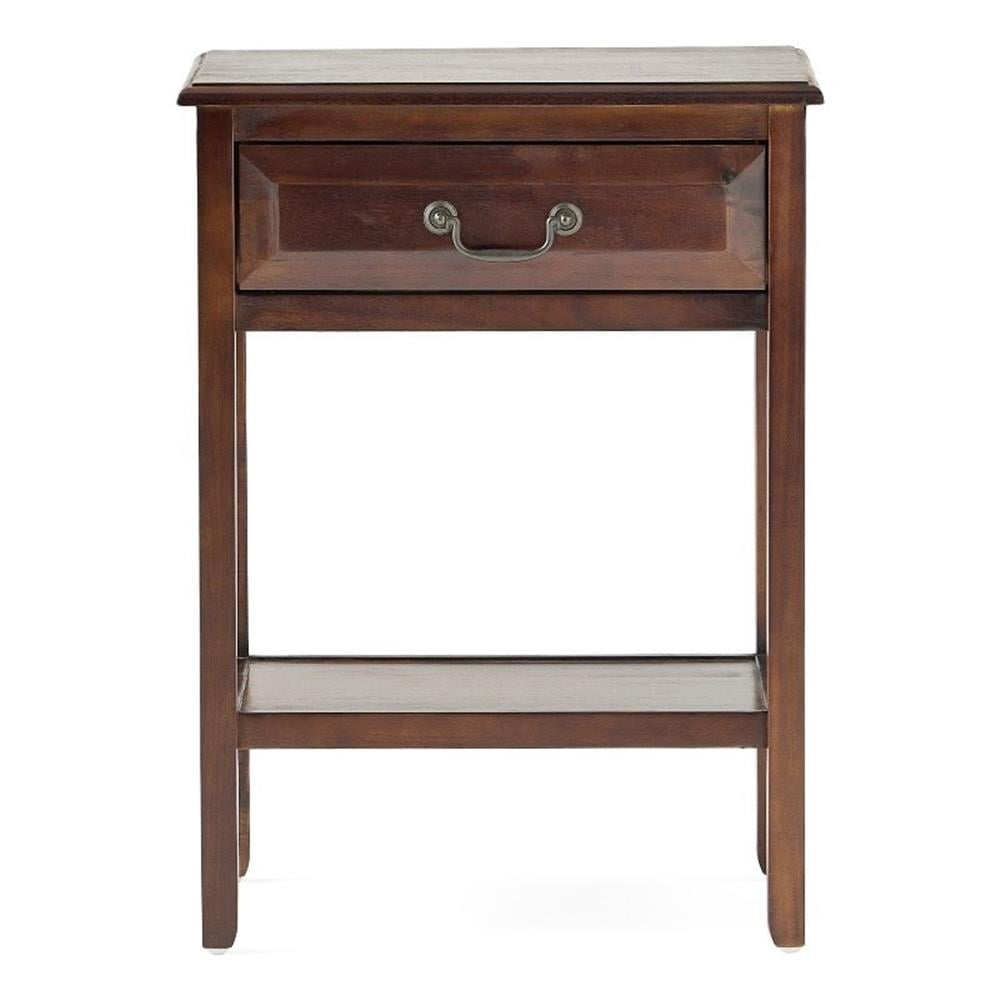 Brown Mahogany Rectangular Wood End Table with Storage