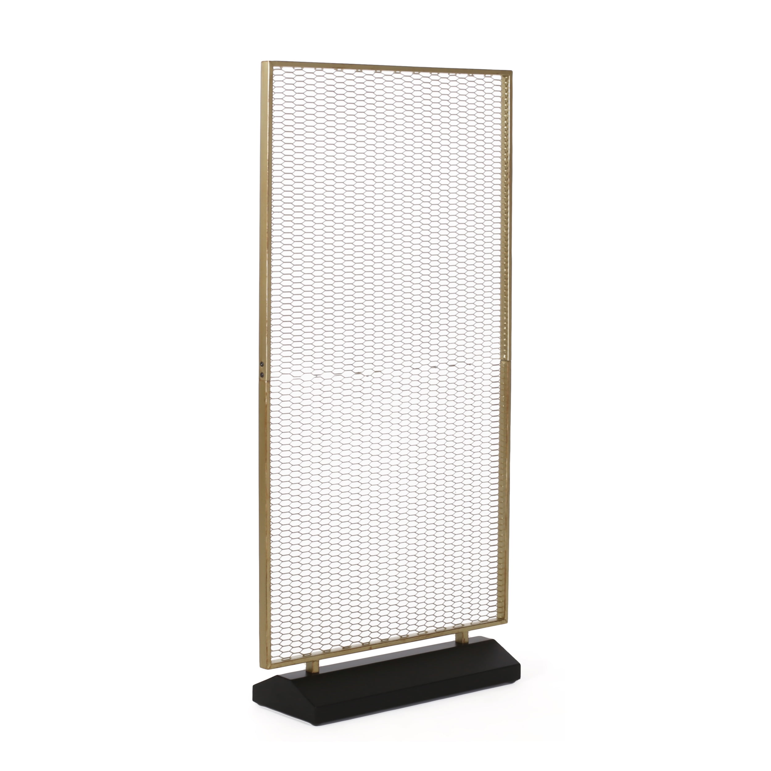 Noble House Bavier Metal Mesh Room Divider, Gold Brushed Brown and Black