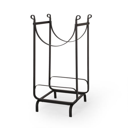 Noble House Baxendale Indoor Metal 17in. Log Rack, Matte Black