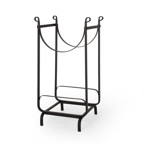 Noble House Baxendale Indoor Metal 17in. Log Rack, Matte Black