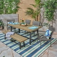 thumbnail image 1 of Noble House Baxley 6 Piece Wood Top Patio Dining Set in Gray, 1 of 13