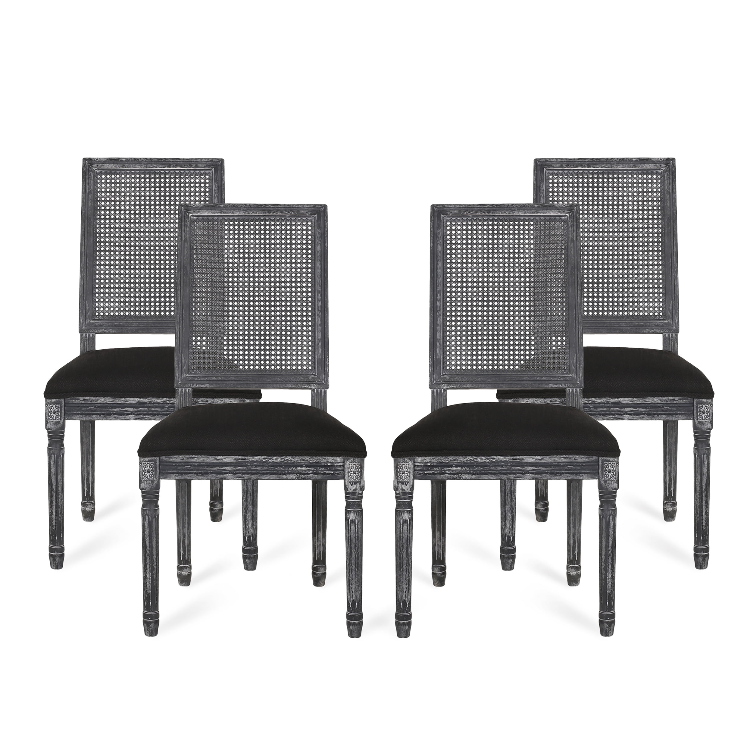Noble House Beckstrom Indoor Wood Dining Chair, Set of 4, Black, Gray