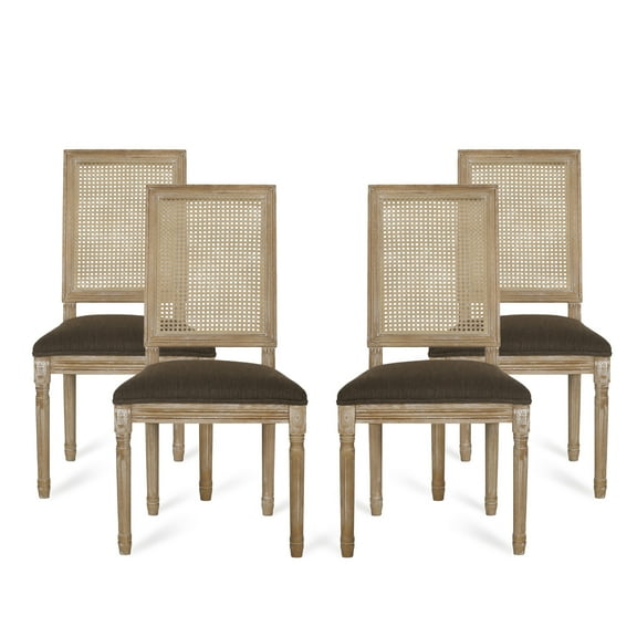 Noble House Beckstrom Wood Upholstered Dining Chair, Set of 4, Brown, Natural