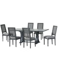 thumbnail image 1 of Noble House Beckstrom Wood and Cane 7-Piece Expandable Dining Set, Gray, 1 of 13