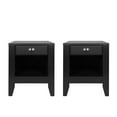 thumbnail image 1 of Noble House Bellic Faux Wood Nightstands with Drawer, Set of 2, Black, 1 of 8
