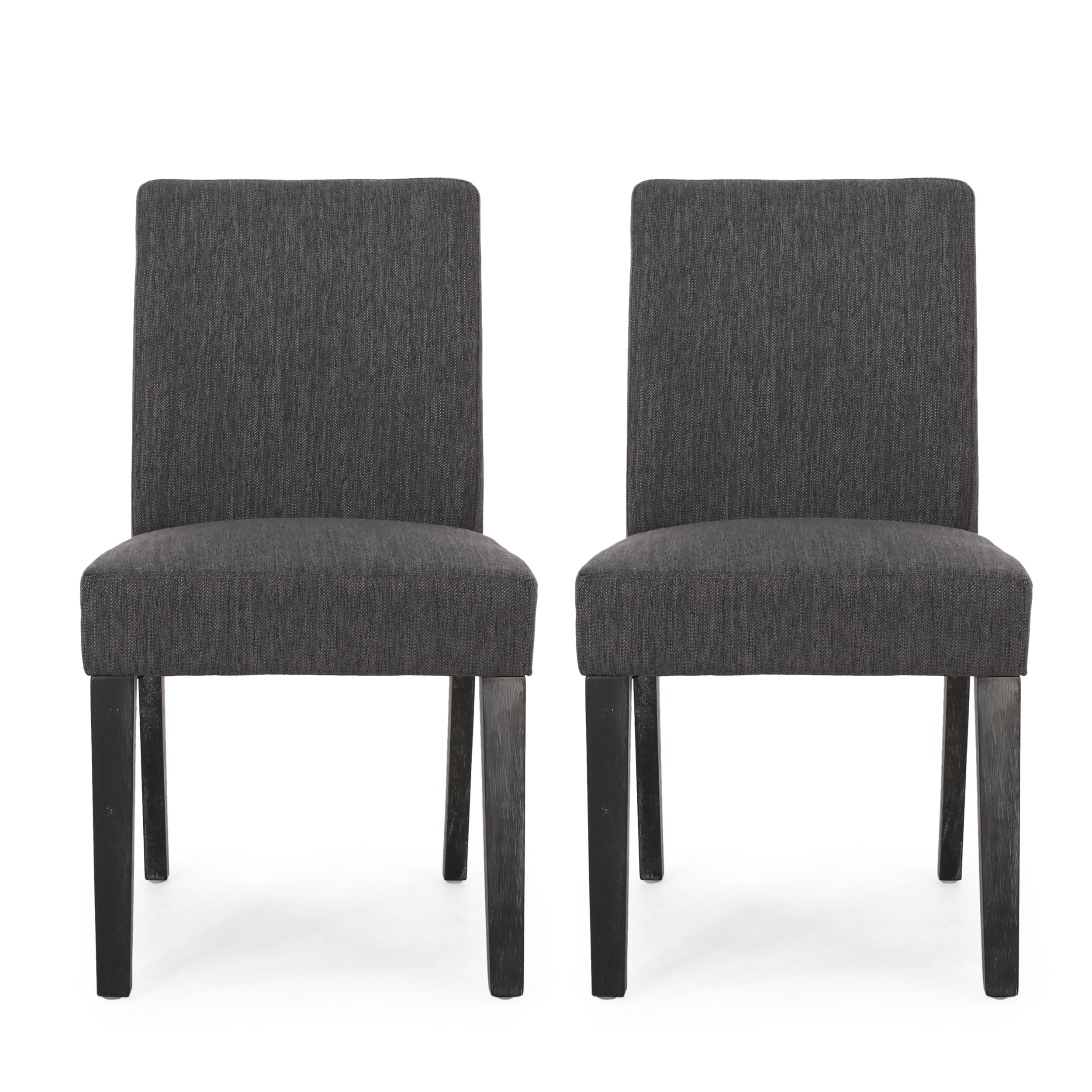 Noble House Benewah Fabric Upholstered Dining Chair, Set of 2, Charcoal, Gray