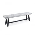 thumbnail image 1 of Noble House Bennett Indoor Farmhouse Acacia Wood Dining Bench, Sandblast Light Grey, Black Rustic Metal, 1 of 6