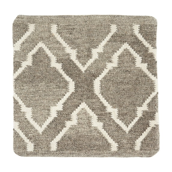 Noble House Bensley Boho Wool Pillow Cover in Natural Brown and White
