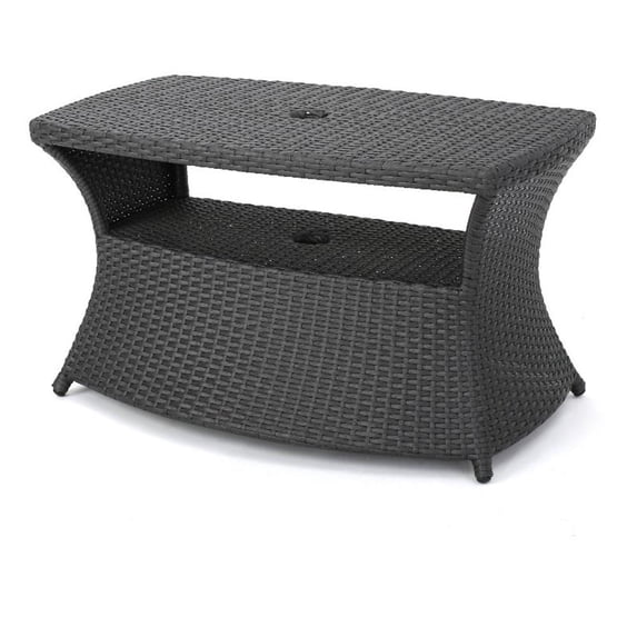 Noble House Berkeley Outdoor Wicker Side Table in Gray