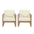 thumbnail image 1 of Noble House Biljon Transitional Acacia Wood Solid Print Club Chairs with Cushions, Brown / Beige Set of 2, 1 of 9