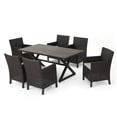 thumbnail image 1 of Noble House Blair 7 Piece Wicker Patio Dining Set in Brown, 1 of 9